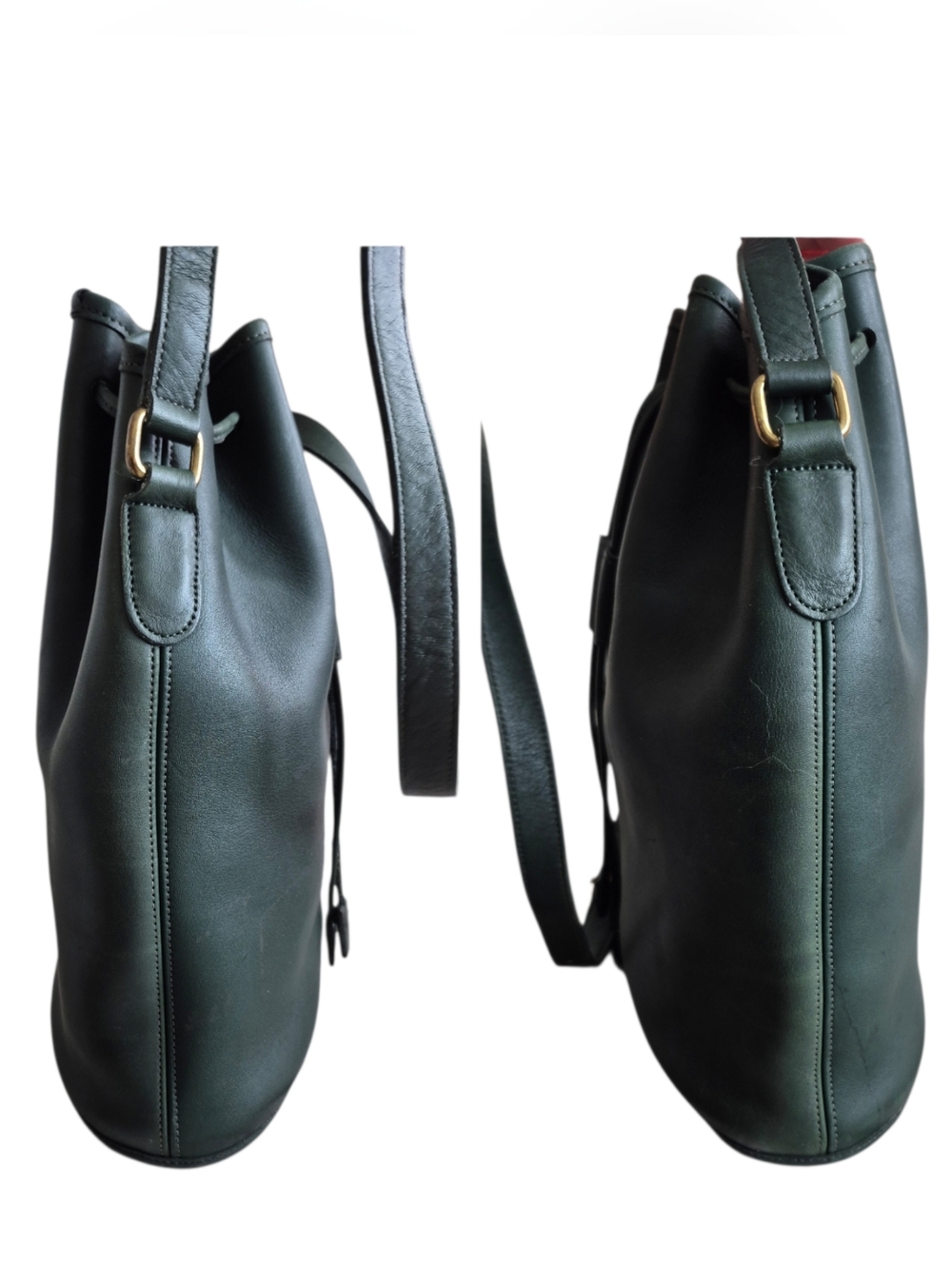 Vintage Coach Dark Green Leather USA Bucket Bag - Picture 13 of 15